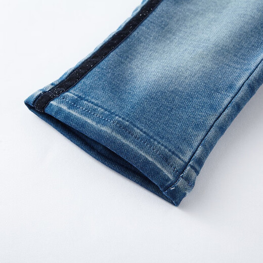 
British off-season autumn and winter baby pants baby plus velvet warm wool base trousers denim blue YRKCJ41236A 110cm