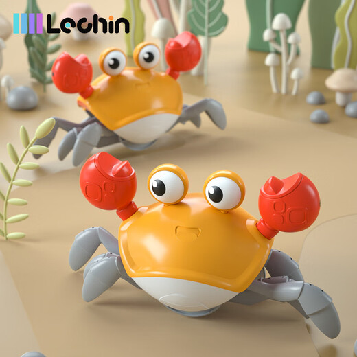 乐亲（Lechin）灯光音乐爬行电动感应自动躲避儿童玩具螃蟹 橙色