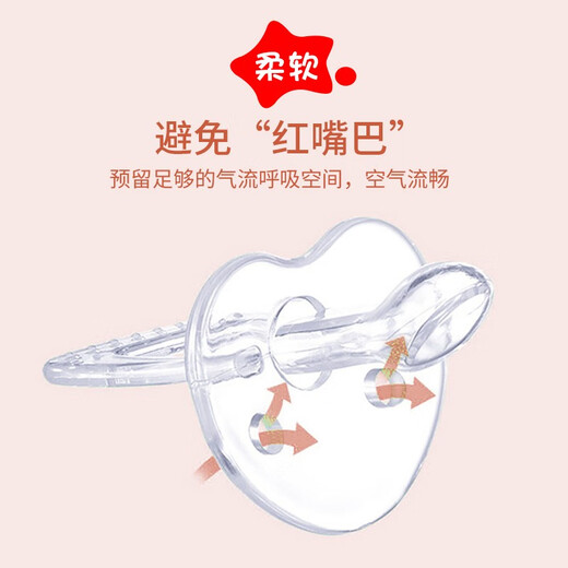 Yoshida Hisamori transparent pacifier round head flat head baby silicone bite-resistant baby super soft sleeping type sucking stick 1 pack daily use - nipple type transparent style