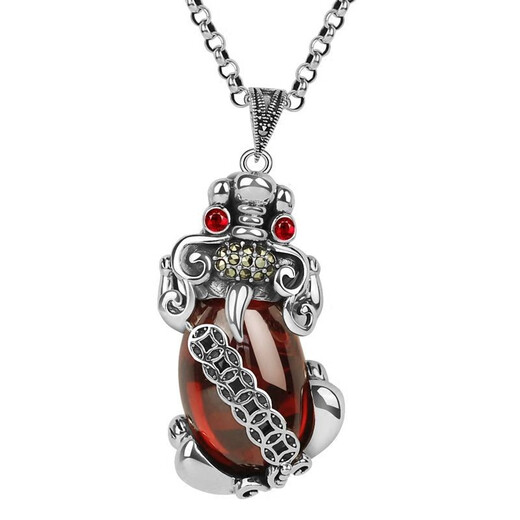 Jiu Changshi Fortune 925 sterling silver necklace for men and women, Pixiu pendant, birthday gift for boyfriend in the year of his birth, with 55cm 999 silver chain, 925 silver pendant weighs about 9g