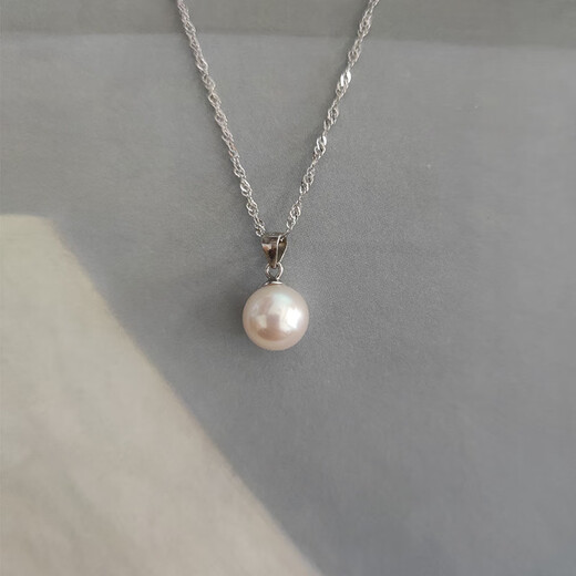 Yingtang Old Phoenix Freshwater Pearl Pendant Single White Round Bead Pendant Necklace 999 Silver Chain Gold Pendant + 45cm Chain Lao Fengxiang Same Style 8-9mm Pearl Lao Fengxiang Same Style