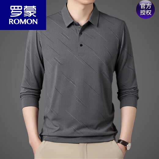 Romon Summer Silk Silk Camiseta para hombres manga larga 2023 nueva camiseta de papá de estilo para hombres de mediana edad Camel 826 170/L Recomendado 120-140Jin [Jin iguala 0.5 kg]