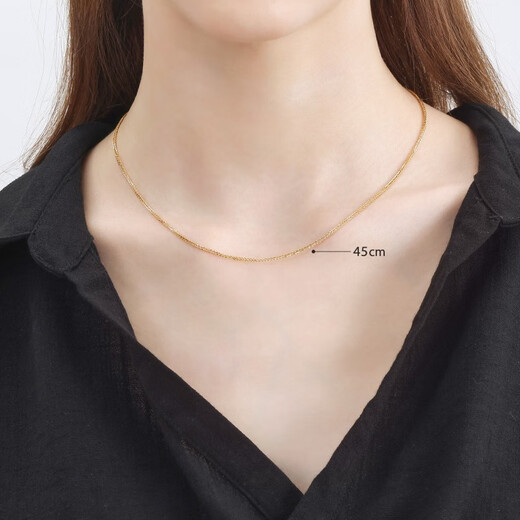 Chow Sang Sang (CHOW SANG SANG) k gold necklace 18k yellow and white gold necklace versatile plain chain for women 10346N 40 cm