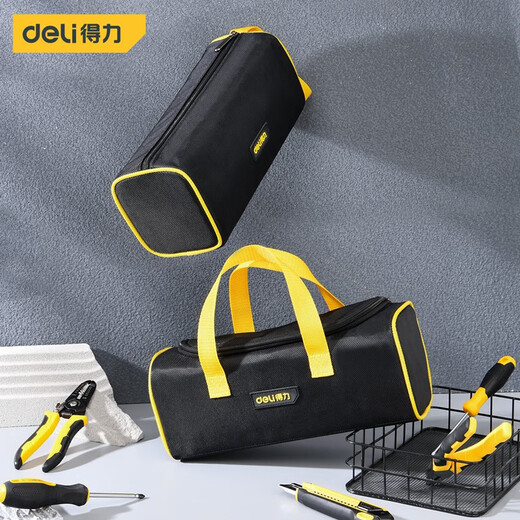Deli Hardware Tool Bag Electrician's Special Portable Repair Storage Bag Portable Small Accessories Canvas Single-layer Small Waterproof and Wear-Resistant Storage Bag
