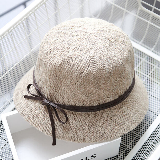 SOMUBAY Hat Women's Basin Hat Women Summer Korean Style Sun Hat Top Hat Women Fisherman Hat Women Retro Spring and Autumn Fisherman Basin Hat Beige Knitted Cool Basin Hat One Size (55-58cm)