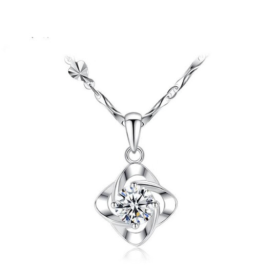 Mulofei four-leaf clover necklace women's 999 pure silver necklace silver pendant wife birthday gift women's jewelry four-leaf clover necklace white (Qicang straight hair)