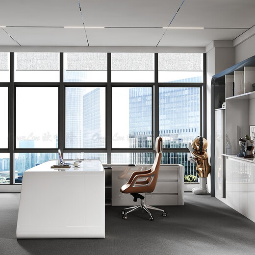 Ou Malong light luxury paint boss desk creative desk president leadership executive desk modern medical beauty fashion desk white 2.8 meters desk + office chair