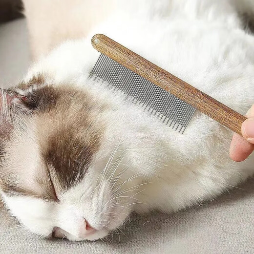 Lanswood cat comb, Ragdoll cat hair comb, dog comb to remove floating hair, long-haired cat flea comb, special combing tool for detangling, hair removal log comb - dense teeth