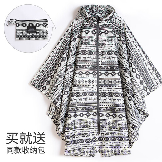 懿儱佩时尚斗篷雨衣披风男女情侣背包骑车风衣式非一次性电动车大码 7029军绿成人斗篷 L