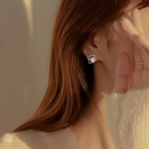 Idel earrings women's niche design 2025 new trendy light luxury and elegant high-end earrings earrings gift small square earrings E2044