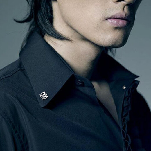 Mengkeduo six-pointed star brooch men's suit high-end business niche ins trend shirt sweater jacket corsage women's accessories six-pointed star brooch 2 pieces silver + gold