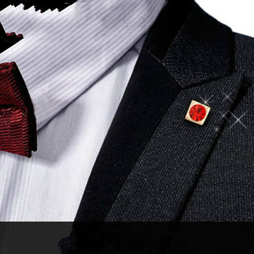 Mengyi simple mini small brooch Korean men's shirt collar pin collar button corsage crystal accessories women's suit collar flower jewelry round - silver background white diamond single