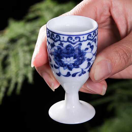 Xihe Yinyao Xihetang Jingdezhen Ceramic Wine Set Liquor Goblet Spirit Cup Blue and White Flask Set Wine Cup Moshanshui Style (1 Pot, 10 Cups, 1 Tray)