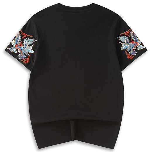 
Denon supreme short-sleeved T-shirt men and women fashion brand national trend joint brand like a broken bamboo embroidery Chinese style pure cotton loose couple short-sleeved T-shirt 691 black L-code (recommended 116-136Jin [Jin equals 0.5 kg])