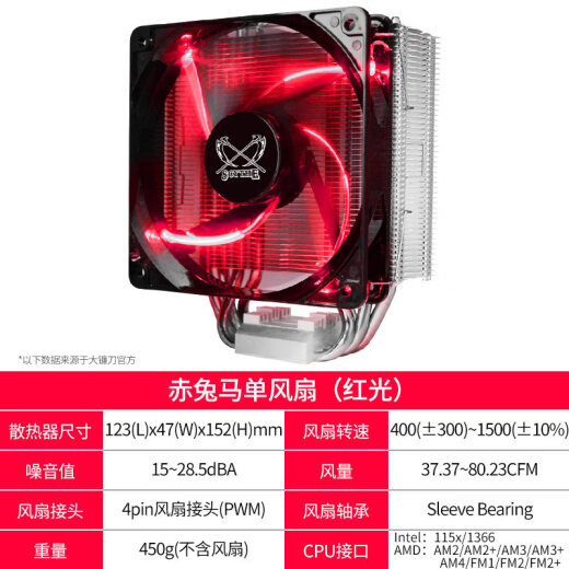 Scythe Chituma STB1204 heat pipe CPU fan intelAM4 multi-platform CPU radiator 12cm single fan (red light)