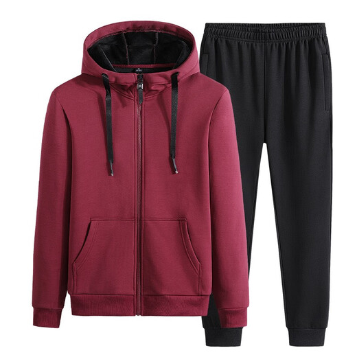 Jiejiamengko Marke Cotton Hooded Sweatshirt Binding Hosen Anzug Männer Lose großer Farbe Casual Sports zweiteilige Männer Schwarz Binden 9930 xl
