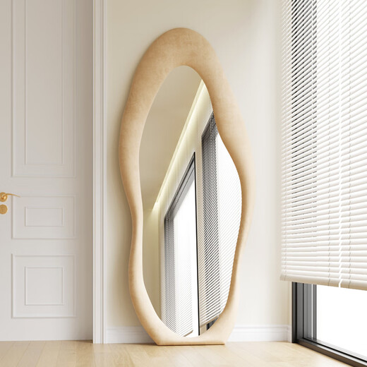 
Varma dressing mirror floor-standing modern simple wall-mounted home fitting mirror Internet celebrity special-shaped mirror bedroom wall-mounted full-length mirror light luxury pearl rice 175*70 floor-standing model