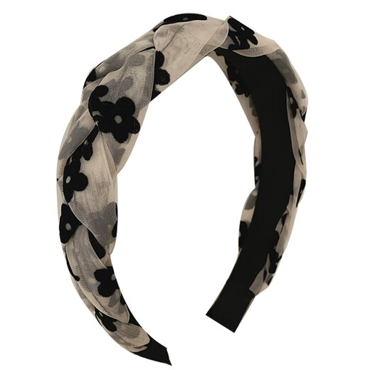 Xiangwan headband, flocked small flower headband, cross mesh headband, women's high-end outing headwear, crushed hairpin