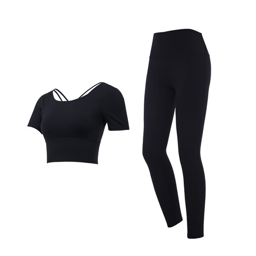 Vanstic yoga suit for women with chest pads Professional running gym sports suit Black two-piece set TC9214 XL (recommended 120-135 Jin [Jin equals 0.5 kg])