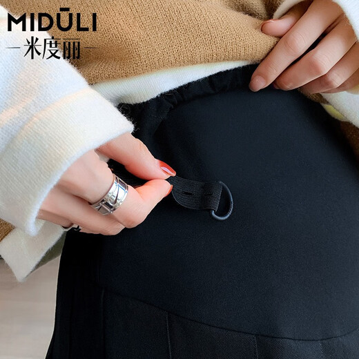 Miduli maternity short skirt spring and autumn outer skirt autumn pleated skirt A-line skirt spring, summer and autumn small maternity wear winter wear black L