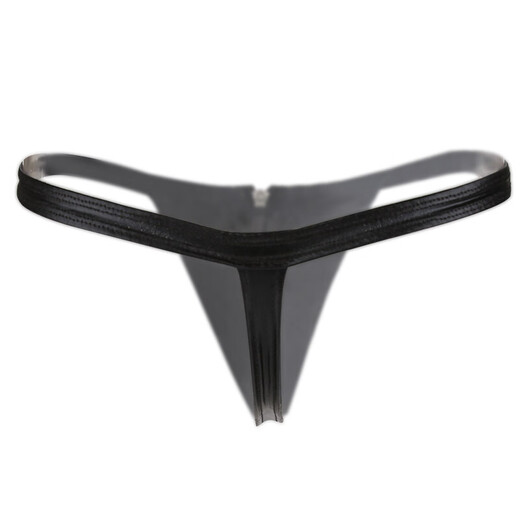 Leather thong couple zipper underwear sexy free zipper open panties passion suit women's products men's black