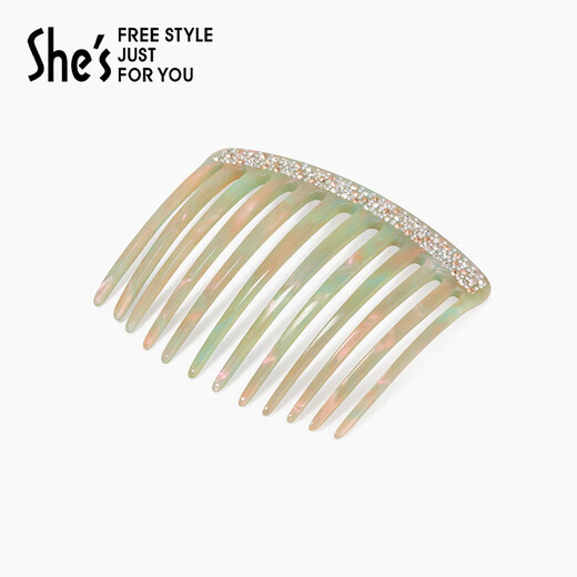 She s Akiko Monet impression acetate plate bright comb multi-tooth hair comb broken hairpin hair accessories headdress birthday gift light emerald green D0