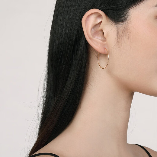 Saturday Fortune (ZLF) 18K gold earrings for women, rose gold earrings, colored gold rings, plain gold large hoop earrings, large style - inner diameter 39mm