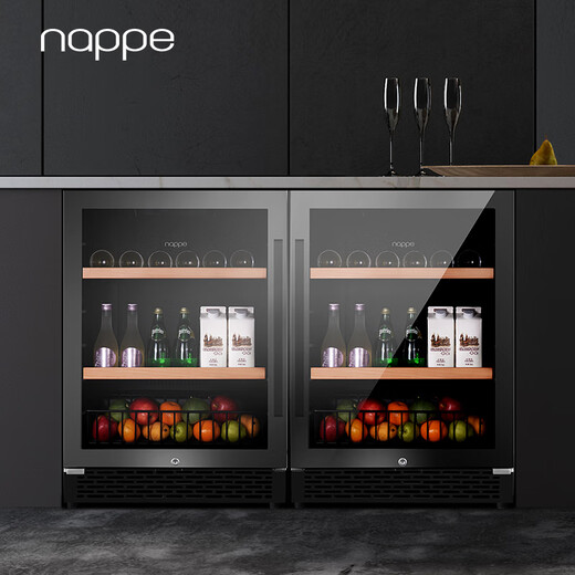 Nappe ice bar air-cooled frost-free refrigerator ice bar home wine cabinet first-class energy efficiency constant temperature wine cabinet tea small refrigerator refrigerated fresh cabinet fruit drink can be embedded in the ice bar wine cabinet independent embedded dual-use ice bar double (first-class energy efficiency) 300L