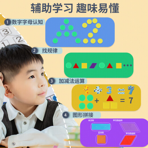 Chenxing's small round piece triangle piece geometric figure teaching aid for first and second grade students to understand shape plane geometry triangle square round piece learning aid geometric figure 5 shapes 50 pieces boxed [JS3-50]