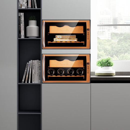 Kelong Intelligent Constant Temperature Moisturizing Cedar Wood Naked Home Living Room Home Small Cigar Cabinet Red Wine Cabinet 25C Golden Red Wine Style