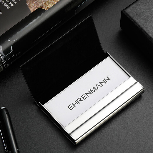 Ehrenmann Business Cowide Visitenkartenclip Männer Frauen große Kapazitätsrückgang Case Cart Card Card Hülle True Leather Kartuelle Customized Gift Schwarz