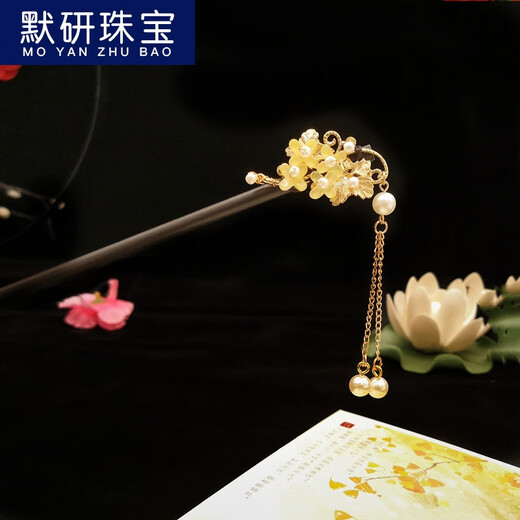 Moyan (MOYAN) hairpin for women, ancient style hairpin, wooden hairpin, simple hairpin with cheongsam, modern wooden hairpin, flower headdress for going out, osmanthus