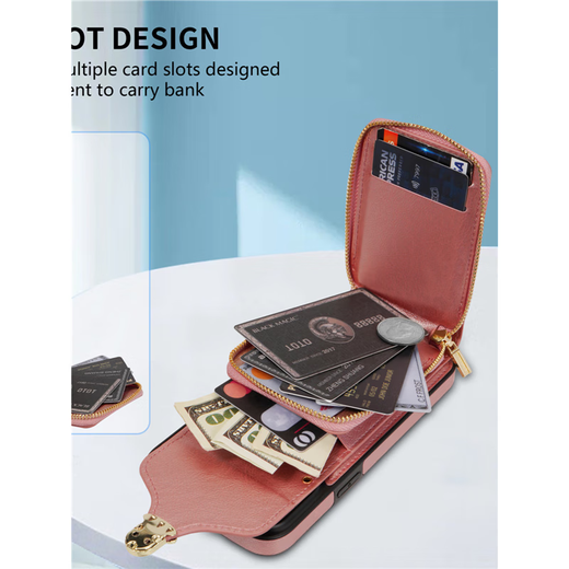 Xixili suitable for iPhone16 card bag mobile phone case 13 with card slot coin wallet 11pro Apple/7/8plus protective case Red - with crossbody strap iPhoneXR