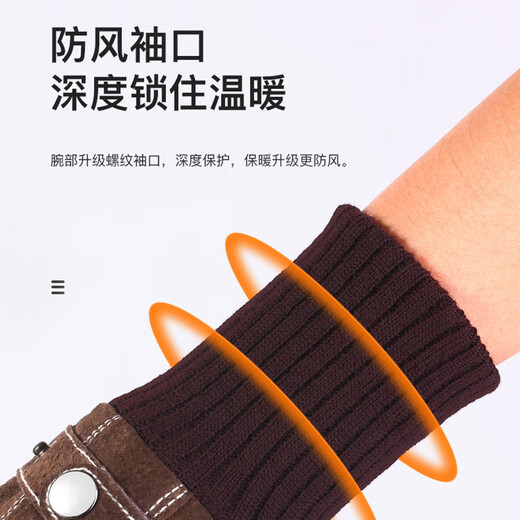 Red Dragonfly Genuine Leather Gloves for Men Winter Cycling and Motorcycle Velvet Thickened Touch Screen Warm Windproof and Splash-proof Pigskin Cotton Gloves Style 1 - Genuine Leather Thickened Velvet - Brown One Size Windproof Touch Screen