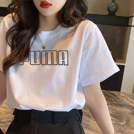 Puma (PUMA) Sports Traje de ropa para mujeres 2025 Nuevo ejercicio de verano Ejercicio cómodo y transpirable camiseta de manga corta pantalones cortos de punto suelto 671603-02+692479-01 m