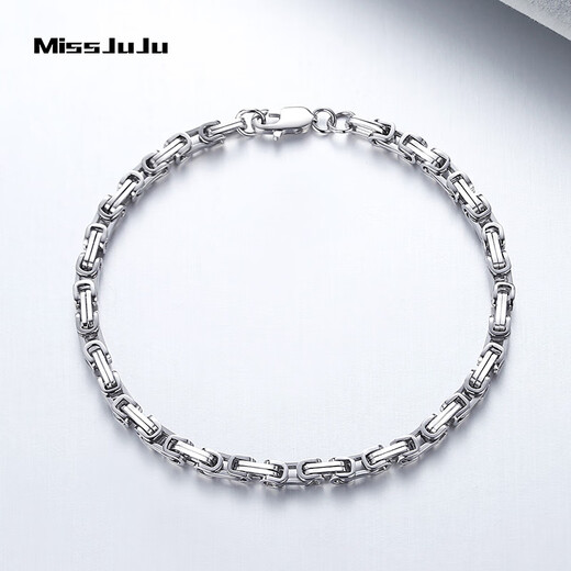 Miss JuJu Platinum Bracelet Men's Fashion PT950 Platinum Gao Qiqiang Same Style Bracelet Attractive Bracelet Customized Weight 48-50g Length 18cm Thick About 5.5mm