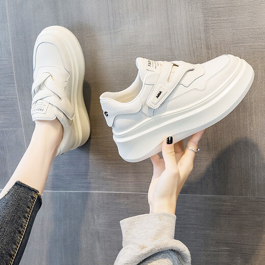 SIPUWANG (SIPUWANG) small white shoes for women 2025 new double Velcro small white shoes for women thick soles for women single shoes without laces Milan G723 35
