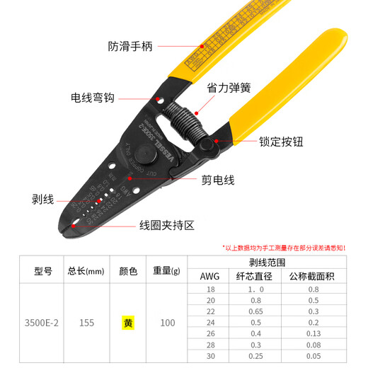 VESSEL Weiwei lightweight manual wire stripper 3500E-2 wire stripper multifunctional electrician wire stripping pliers