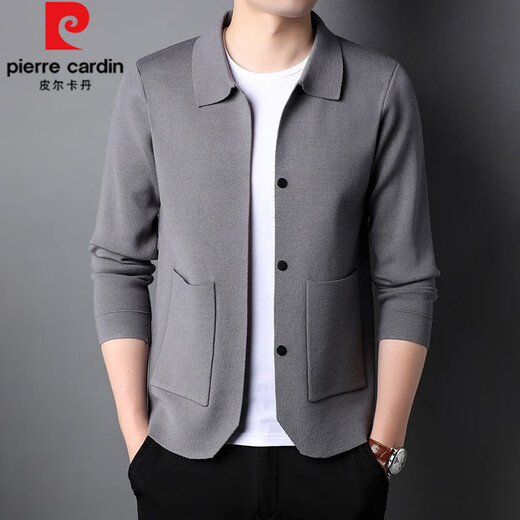 Pier Cardin Light Luxus High-End-Herrenkleidung Stricker Strickjacken 2022 Frühlings- und Herbst Casom Color Pullover für Herren tragen und junger Herrenverletzungen vielseitiger Pulloverjacke für Männer gestrickt grau 175/l
