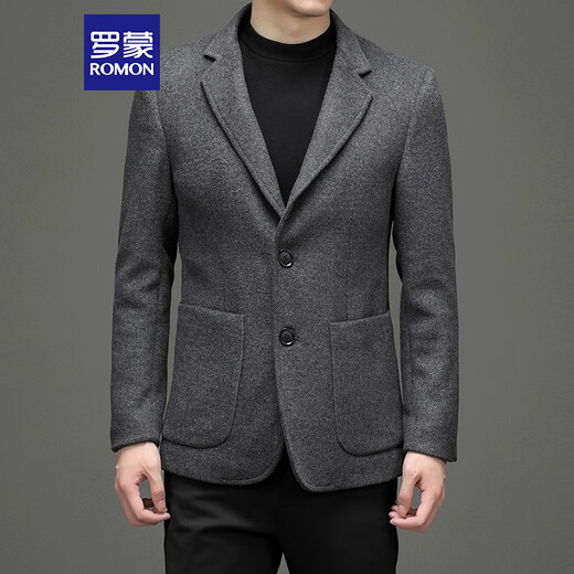 Romon Wool Suit Men's Automne et Hiver Business Casual Cost Cabe en laine Single Western Coat Men's XF51 Gray L