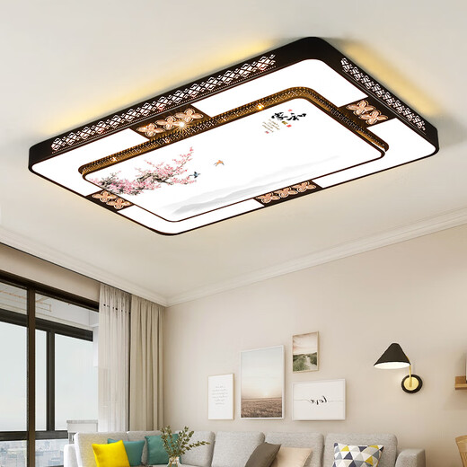 Jihuo new Chinese style LED ceiling lamp living room lamp modern simple atmospheric headlight main light 2024 new bedroom lamp black diameter 90*60CM three colors 72 watts