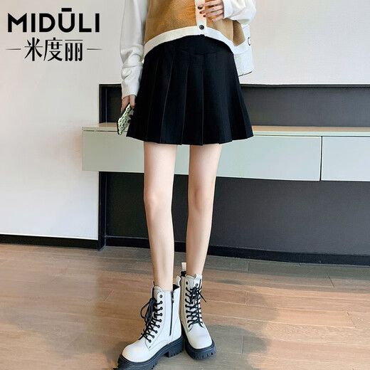 Miduli maternity short skirt spring and autumn outer skirt autumn pleated skirt A-line skirt spring, summer and autumn small maternity wear winter wear black L