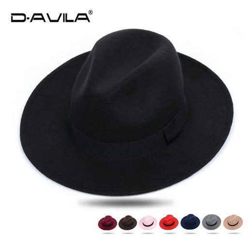 Menuhin hat men and women British retro hat groom official wedding hat Korean style trendy gentleman big brim wide brim hat black one size (56-58cm)