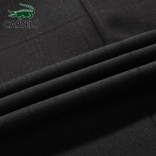 CARTELO crocodile vest men's fashion business professional suit men's gentleman plaid waistcoat vest men's 1F229102002 black M (165/84A)