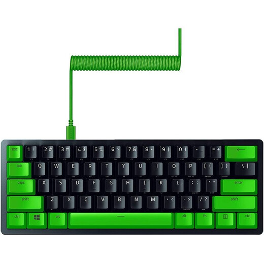 Razer (RAZER) Huntsman Mini Hunter Mini Gaming Keyboard Colorful PBT Keycaps Full-size Mechanical Keyboard RGB Lighting Black Keyboard, Green Upgrade Kit Clicky Optical Switch