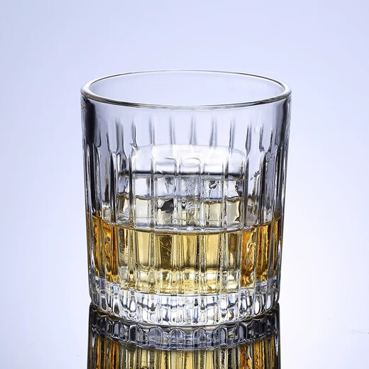 Bar Soul Whiskey Glass Ice Hockey Glass Spirit Glass Classic Eternal Glass Striped Whiskey Glass Bar ROCK Cup Classic Vertical Stripe Whiskey Glass 300ml
