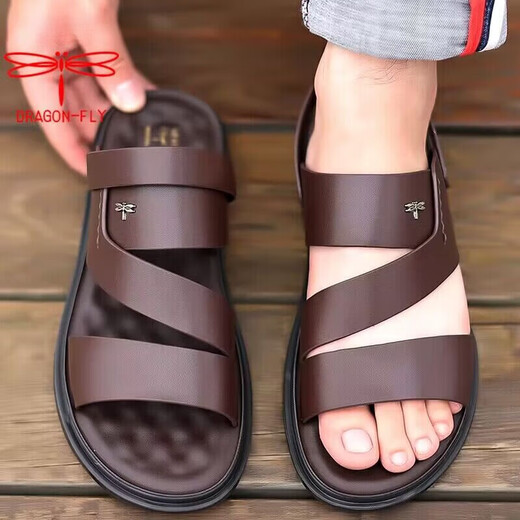 
Red Dragonfly; RED DRAGONFLY same Dragonfly brand beach shoes for men's summer 2024 new sandals for wear dual-purpose driver leather sandals khaki color, one size smaller, one size larger, one size opposite 38