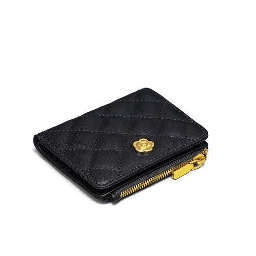 Viney wallet female short folding large capacity coin purse female simple light luxury rhombus wallet student zipper wallet