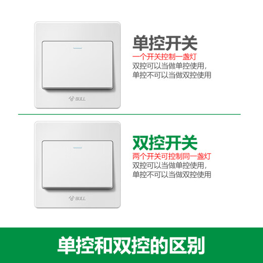 Bull switch socket G07 series one-open double control switch 86 type panel G07K112C white concealed installation