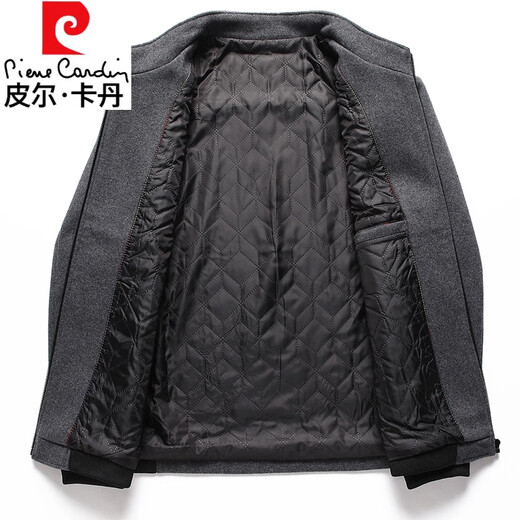 Pierre Cardin Men's Wool Wool Jacket Short Jacket Wool Double-sided Ninnie Coat Thickened Wool Jacket Autumn and Winter M9025 Black Stand Collar XL 180